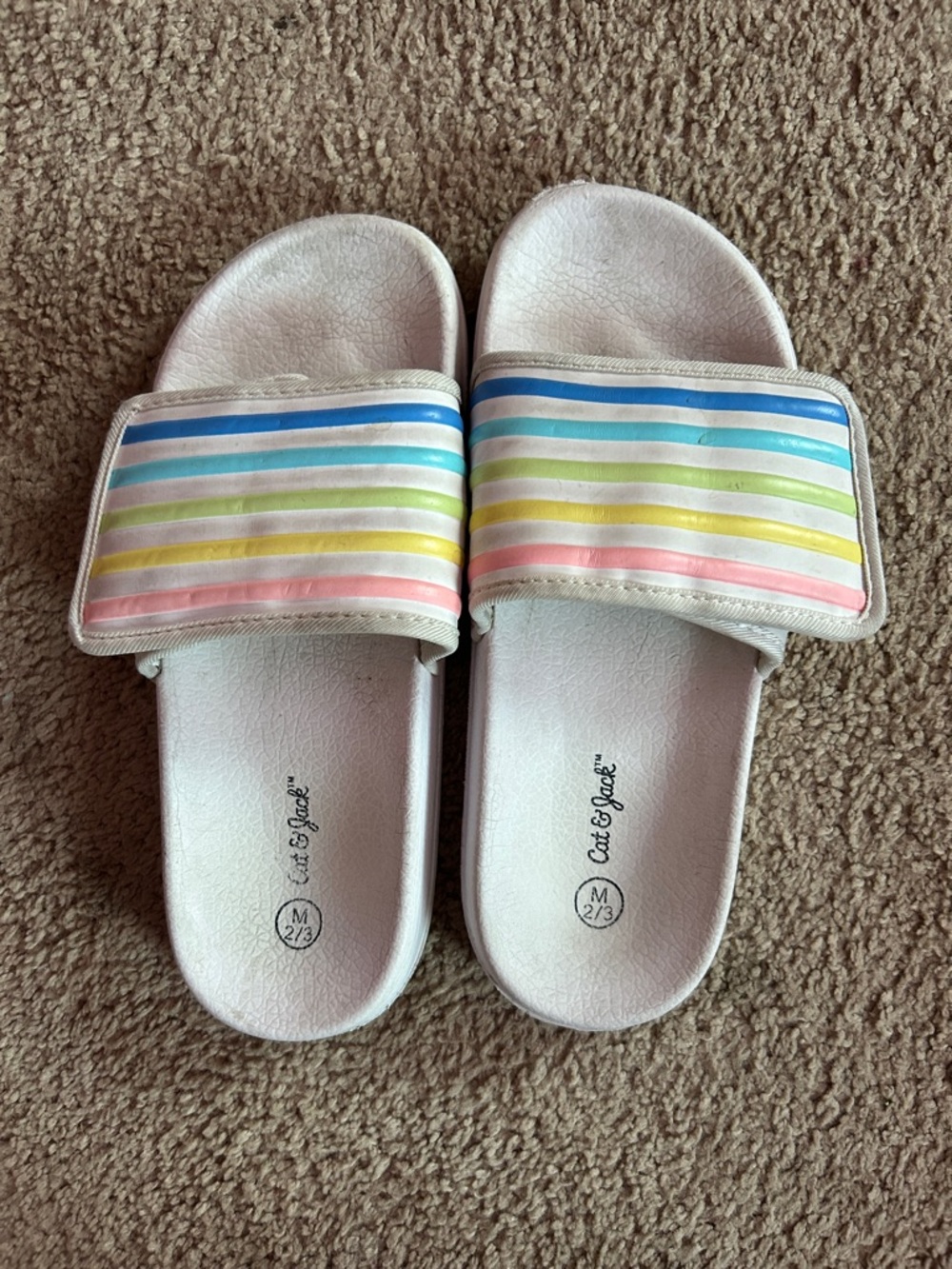 Cat & Jack Pastel Rainbow Strap Pink Slide Sandals